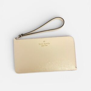 Kate Spade Lucy Crinkle Patent Medium L-zip Wristlet White